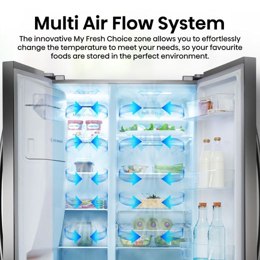 Hisense American Fridge Freezer - Stainless Steel - Annotation - Multi air flow system